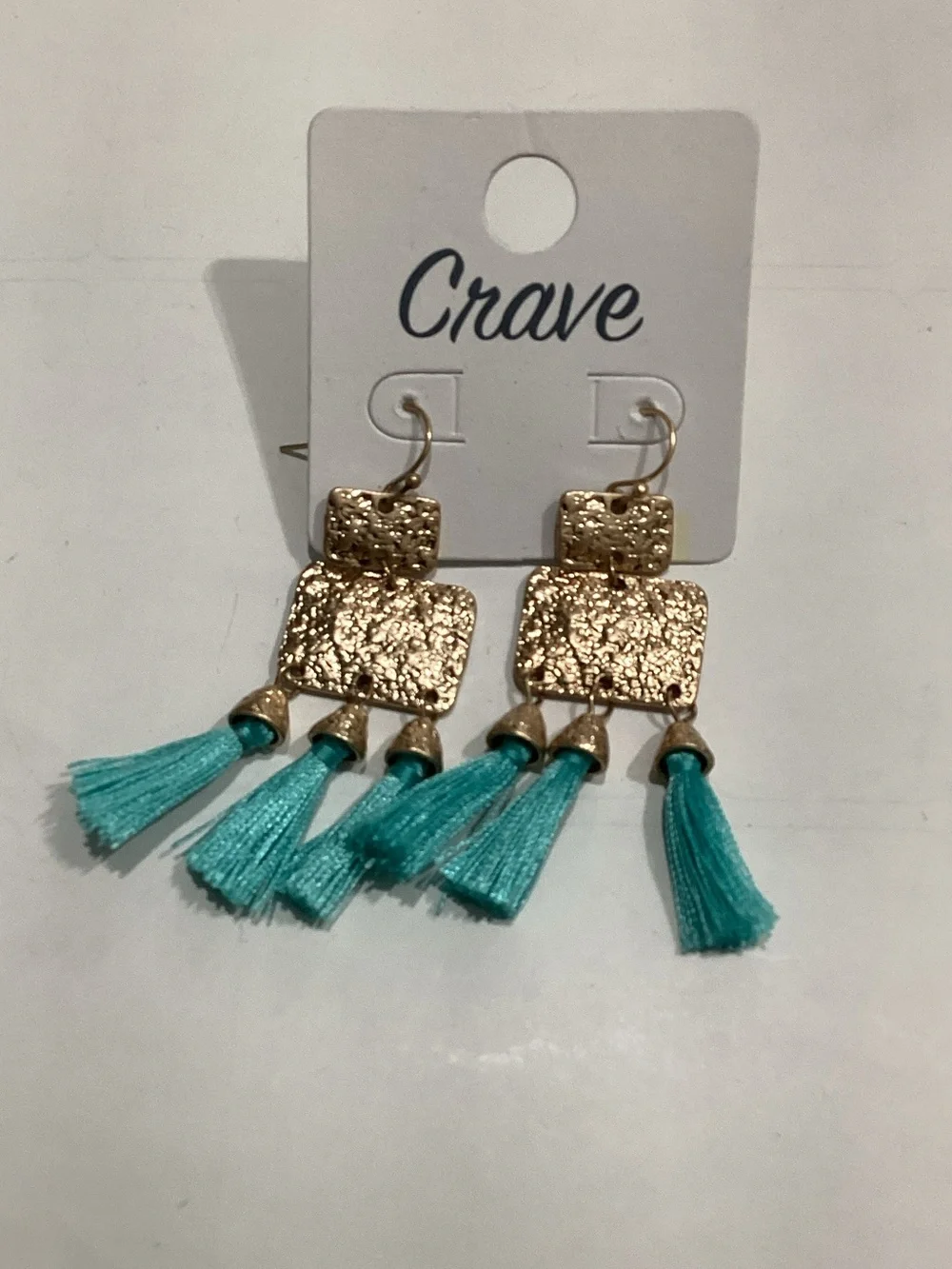 Crave Gold-Tone Earrings with Turquoise Tassels